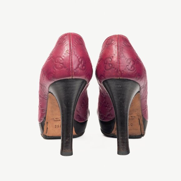 Gucci Purple Guccissima Soft Leather Horsebit Peep-Toe Pumps - Picture 3 of 9